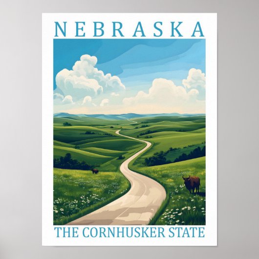 Nebraska de Cornhusker State USA Travel Place Poster (Voorkant)
