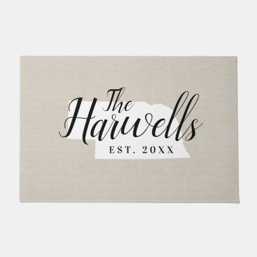 Nebraska Family Monogram State Doormat Deurmat (Voorkant)