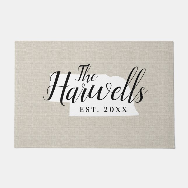 Nebraska Family Monogram State Doormat Deurmat (Voorkant)