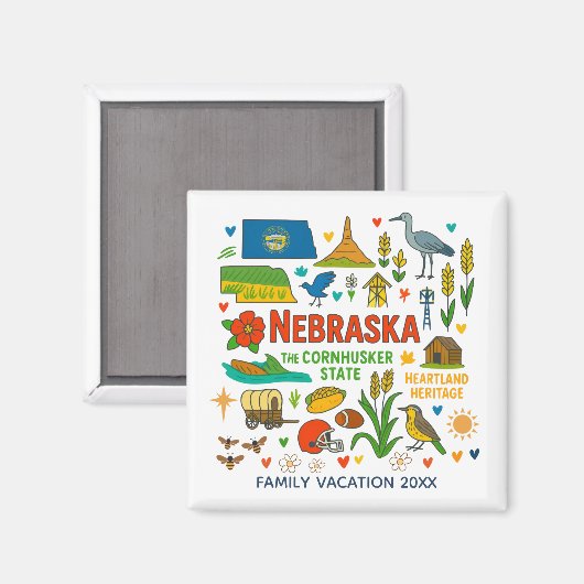 Nebraska Family Trip Keepsake Custom Magneet (Voorkant / Achterkant)