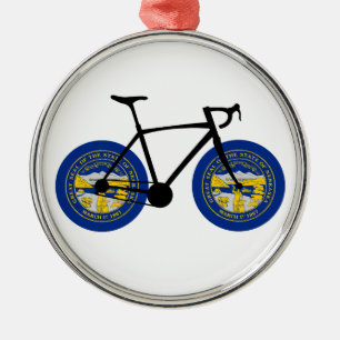 Nebraska Flag Cycling Metalen Ornament