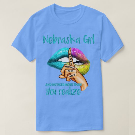 Nebraska Girl weet meer dan ze zegt T-shirt (Design voorkant)