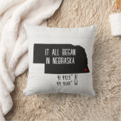 Nebraska GPS-coördinaten met hart Kussen (Deken)