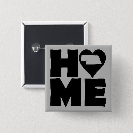 Nebraska Home Heart State Button Badge Pin (Devant & derrière)