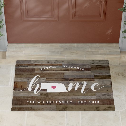Nebraska Home State Personalized Wood Kijk uit Deurmat