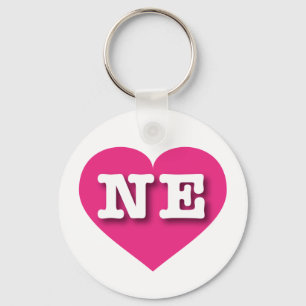 Nebraska Hot Pink Heart - Ik hou van NE Sleutelhanger