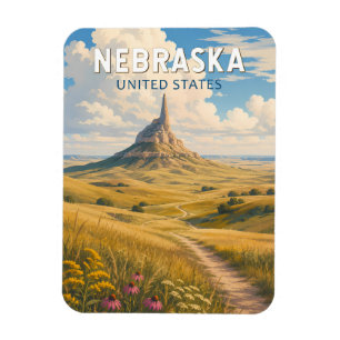 Nebraska Illustratie Reis Kunst Vintage Magneet