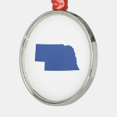 Nebraska in blauw metalen ornament (Links)