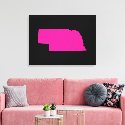 Nebraska in roze canvas afdruk (Insitu (Woonkamer))