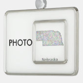Nebraska-kaart Verzilverd Kader Ornament (Links)