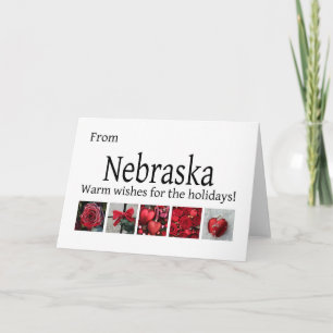 Nebraska kerstKaart met ornamenten Feestdagen Kaart
