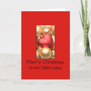 Nebraska kerstKaart met ornamenten Feestdagen Kaart
