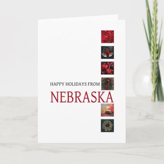 Nebraska kerstKaart met ornamenten Feestdagen Kaart (Voorkant)