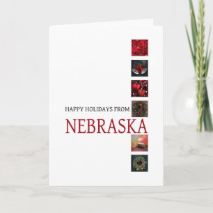 Nebraska kerstKaart met ornamenten Feestdagen Kaart