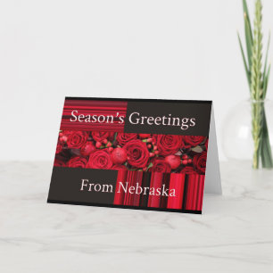 Nebraska kerstKaart met rozen Feestdagen Kaart