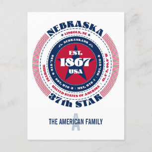 Nebraska, Lincoln, NE, Patriottisch, Monogram Briefkaart