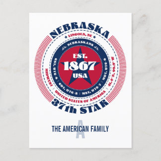 Nebraska, Lincoln, NE, Patriottisch, Monogram Briefkaart