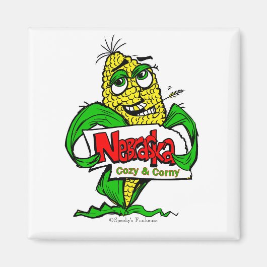 Nebraska maïskolcartoon magnet magneet (Voorkant)