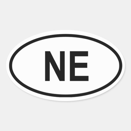 Nebraska "NE" Ovale Sticker (Voorkant)