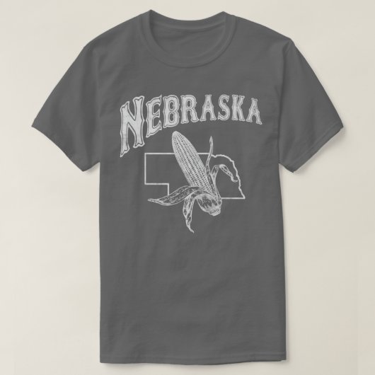  Nebraska-ontwerp met de status en het maïsafbeeld T-shirt (Design voorkant)