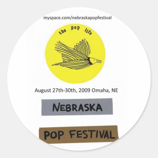 Nebraska Pop Festival sticker (Voorkant)