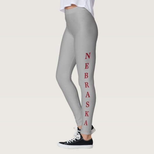 Nebraska Red Lettering Grey Leggings (Links)