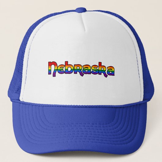 Nebraska Regenboog tekst Hoed Trucker Pet (Voorkant)