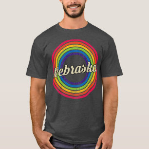Nebraska Retro Rainbow Faded stijl T-shirt