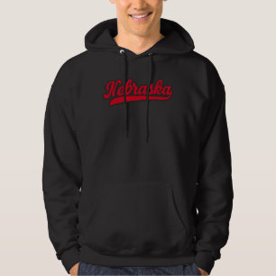 Nebraska Script-Logo Retro Red State Pride Hoodie