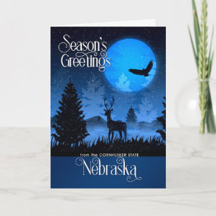 Nebraska Season's Greetings Woodland Moose Feestdagen Kaart