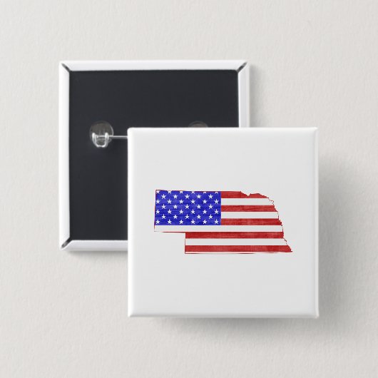 Nebraska Shaped American Flag Vierkante Button 5,1 Cm (Voorkant /achterkant)