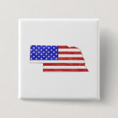 Nebraska Shaped American Flag Vierkante Button 5,1 Cm (Voorkant)