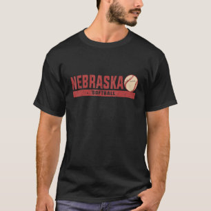 Nebraska Softball Coach Team Retro Softbal T-shirt