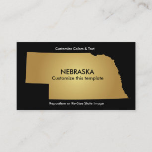 Nebraska State Carte de visite Metallic Gold