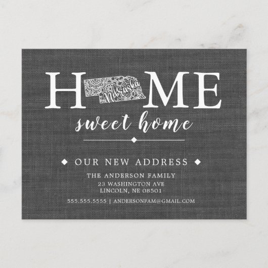 NEBRASKA State Moving Aankondiging Post Kaart (Voorkant)