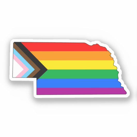 Nebraska State Pride LGBTQ Progress Pride Sticker (Voorkant)