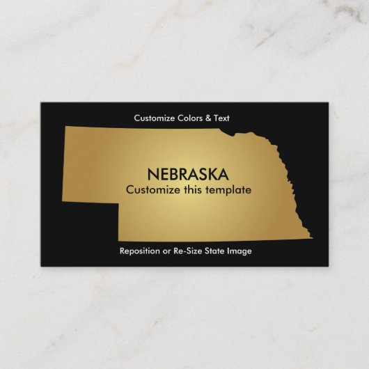 Nebraska State Visitekaartje Metallic Gold (Voorkant)