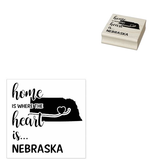 Nebraska thuis is waar het hart ligt 	rubberstempel (Gestempeld)