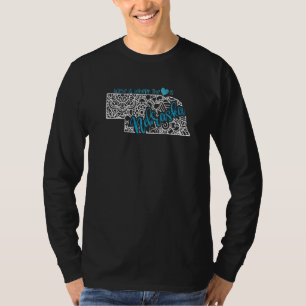Nebraska Thuisstaat Ne Mandala Kaart Usa Amerika V T-shirt