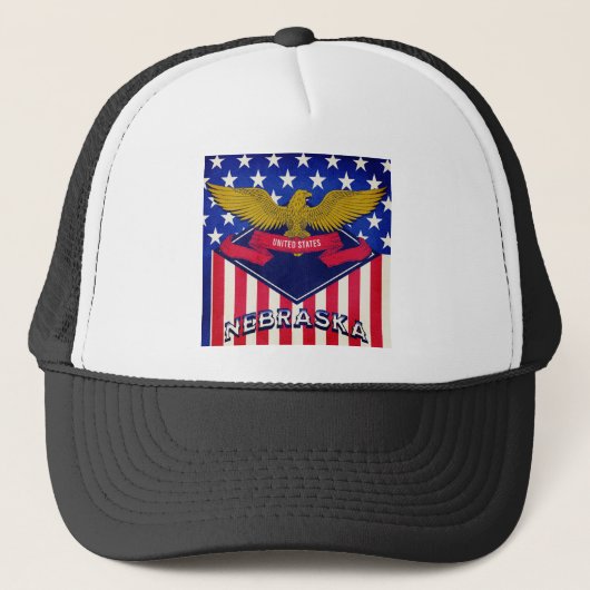 Nebraska USA Flag Trucker Pet (Voorkant)
