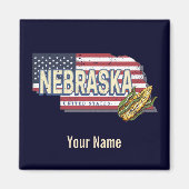 Nebraska Verenigde Staten Retro State Kaart Veren Magneet (Voorkant)