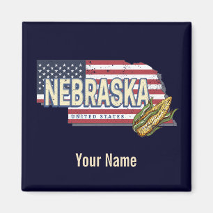 Nebraska Verenigde Staten Retro State Kaart Veren Magneet