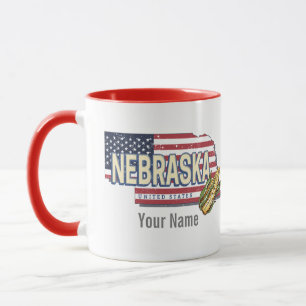 Nebraska Verenigde Staten Retro State Kaart Veren Mok