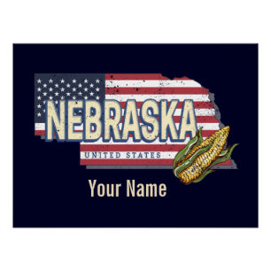 Nebraska Verenigde Staten Retro State Kaart  Veren Perfect Poster