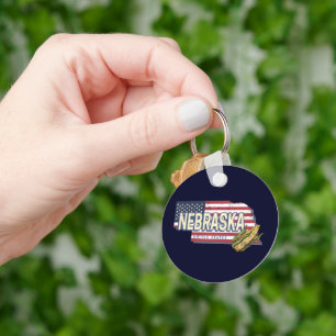 Nebraska Verenigde Staten Retro State Kaart Veren Sleutelhanger