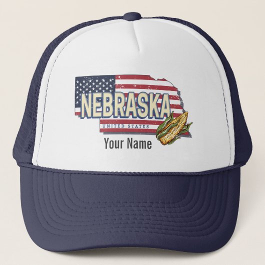 Nebraska Verenigde Staten Retro State Kaart  Veren Trucker Pet (Voorkant)