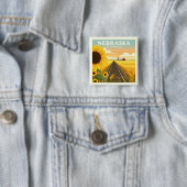 Nebraska Vierkante Button 5,1 Cm (In situ)