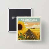 Nebraska Vierkante Button 5,1 Cm (Voorkant /achterkant)