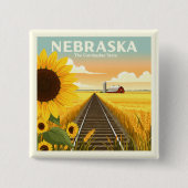 Nebraska Vierkante Button 5,1 Cm (Voorkant)