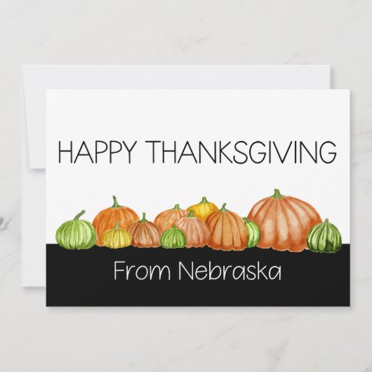 Nebraska Waterverf pomkins Thanksgiving Card Feestdagenkaart (Voorkant)